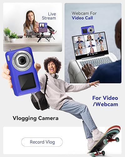 Miniatura 7 de Cámara digital, cámara digital real de 2.7 K de doble pantalla para fotografía, cámara de vlogging de enfoque automático para video de YouTube, zoom