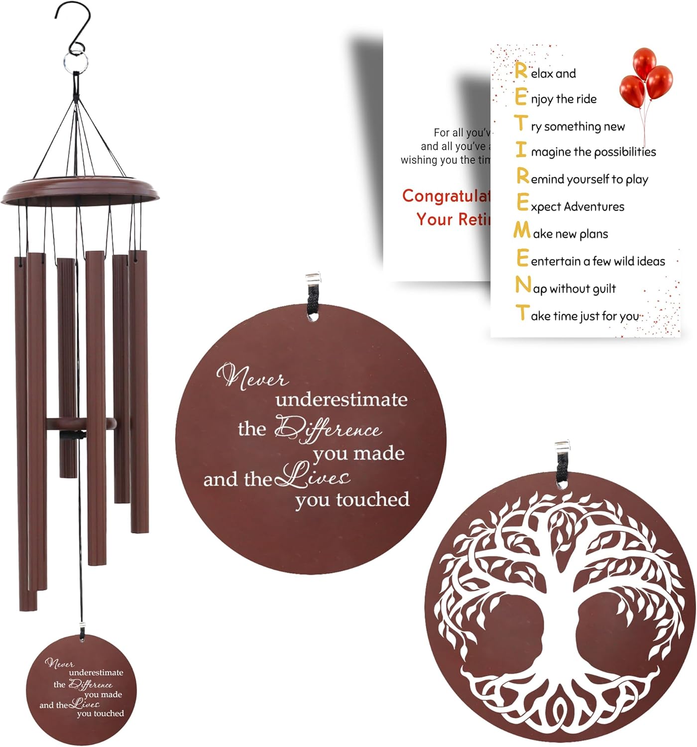 Retirement Wind Chime Gifts, Retirement Windchime Gifts for Men Woman, Happy Retirement Gift for Coworker, Teacher, Colleague, Boss, Senior, Nurse, Teacher, Veterans, Retiree Friend, Employee, Office