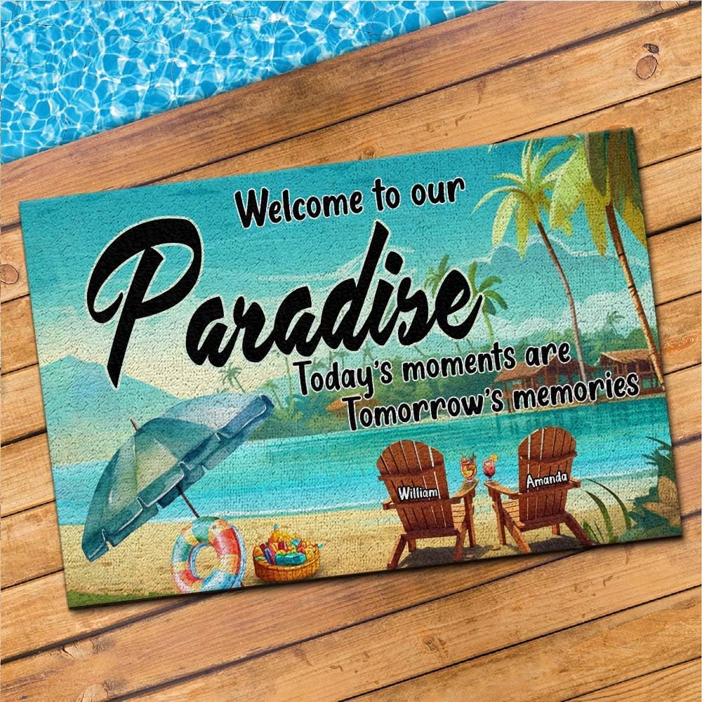 THUYPT Personalized Pool Doormat, Poolside Door Mat for Pool Patio Decorations, Pool Backyard Welcome Mat Home Decor Outdoor (01)