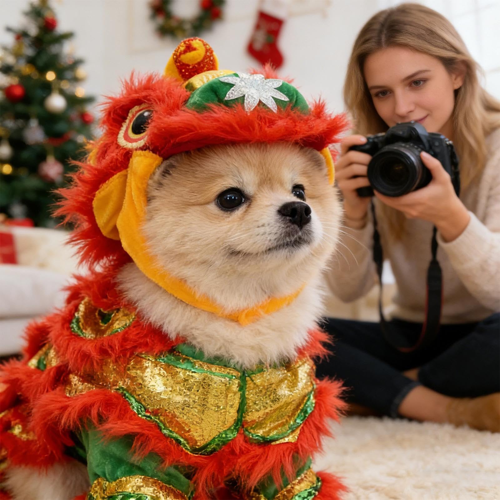 Neujahrs-Hundekostüm, Welpen-Cosplay-Kleidung, Kätzchen-Cosplay-Kleidung, für Haustiereltern, Tierliebhaber, Fotografen, Feiern, Parade, Familientreffen, Heimpark, Rasen, Garten
