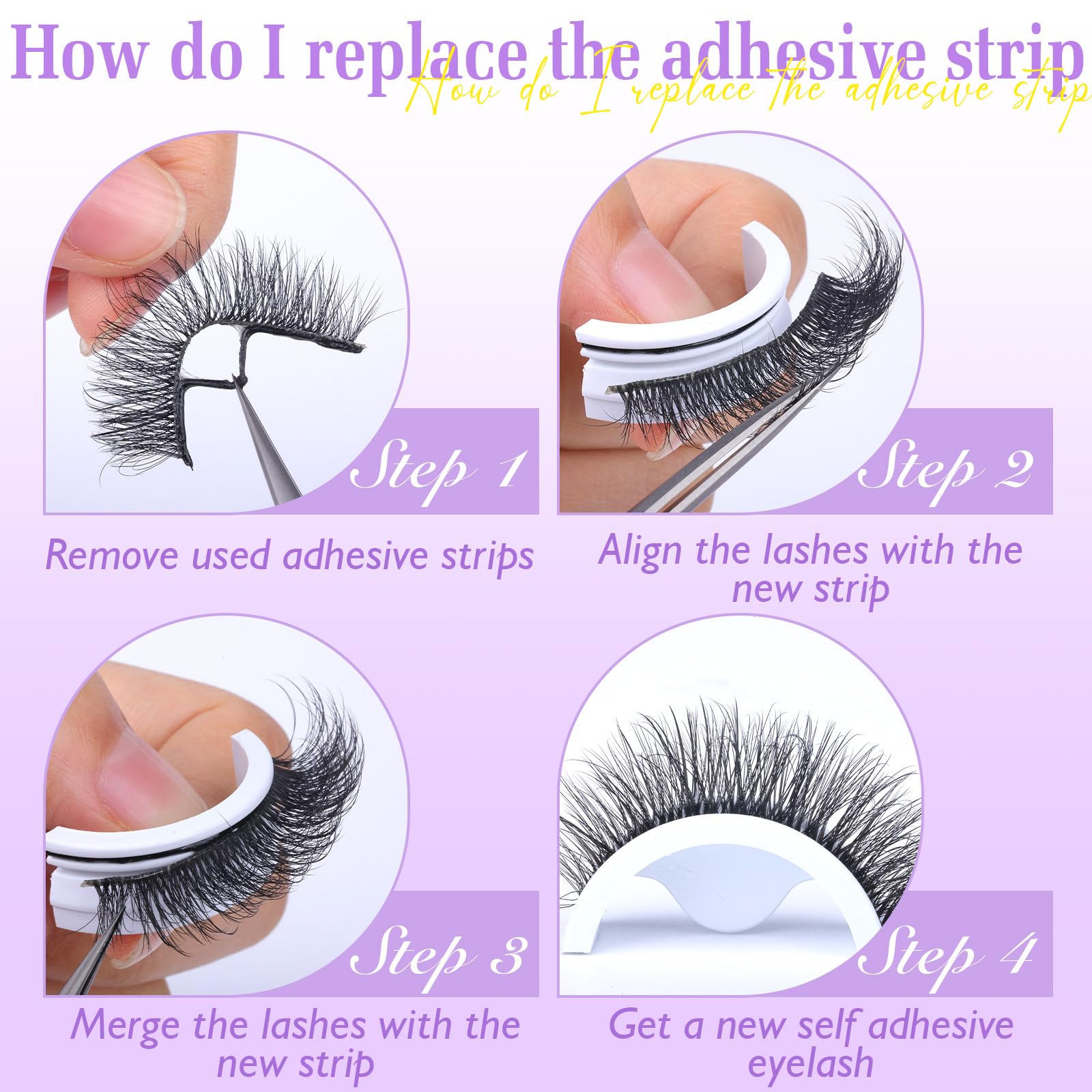 Self Adhesive Eyelashes Natural Pre-glued Lashes No Glue Needed Lashes Cat Eye Lashes Faux Mink Eyelashes Reusable Self Adhesive Lashes 5 Pairs by zanlufly