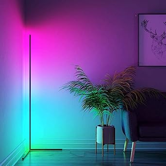 Brikipth Floor Lamps, Corner Floor Lamp, Smart RGB Corner Lamp with App and Remote Control& Alexa, Music Sync&16 Million DIY Colors, Color Changing Standing Lamp for Christmas Bedroom Living Room