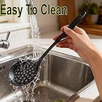 Vista 7 de Cucharas de cocina ranuradas de silicona, cucharón de cocina, cuchara coladora, cuchara espumadora, cucharón de sopa, cucharas ranuradas