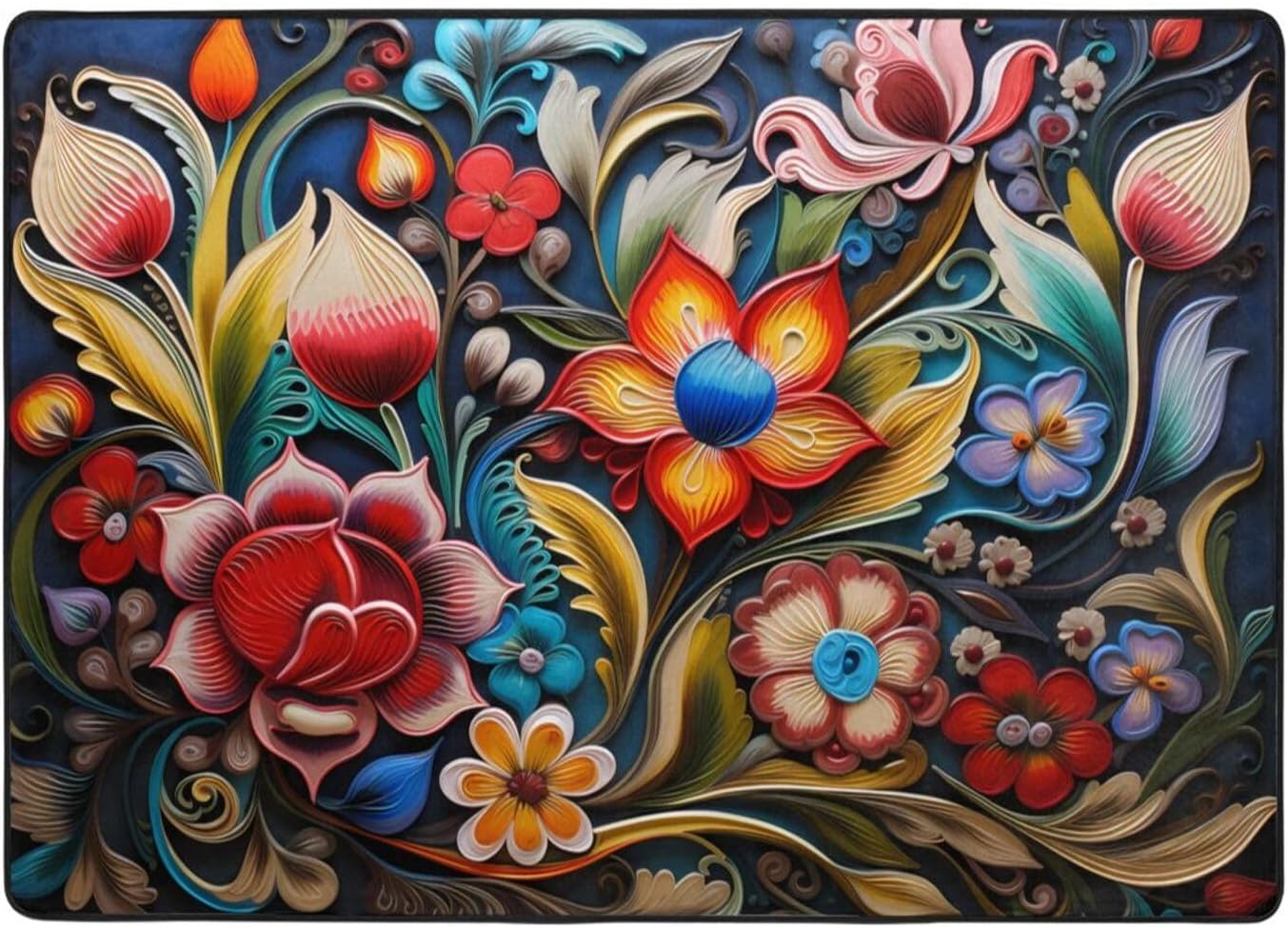 Decorative Hand Paintings Printed Floor mat 80x58 inches, Non-Slip Decorative Carpet for Bedroom and Living Room