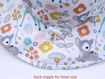 Kids UPF 50+ Bucket Sun Hats Summer Beach UV Protection Baby Toddler Boys Girls (White Deer, S48)