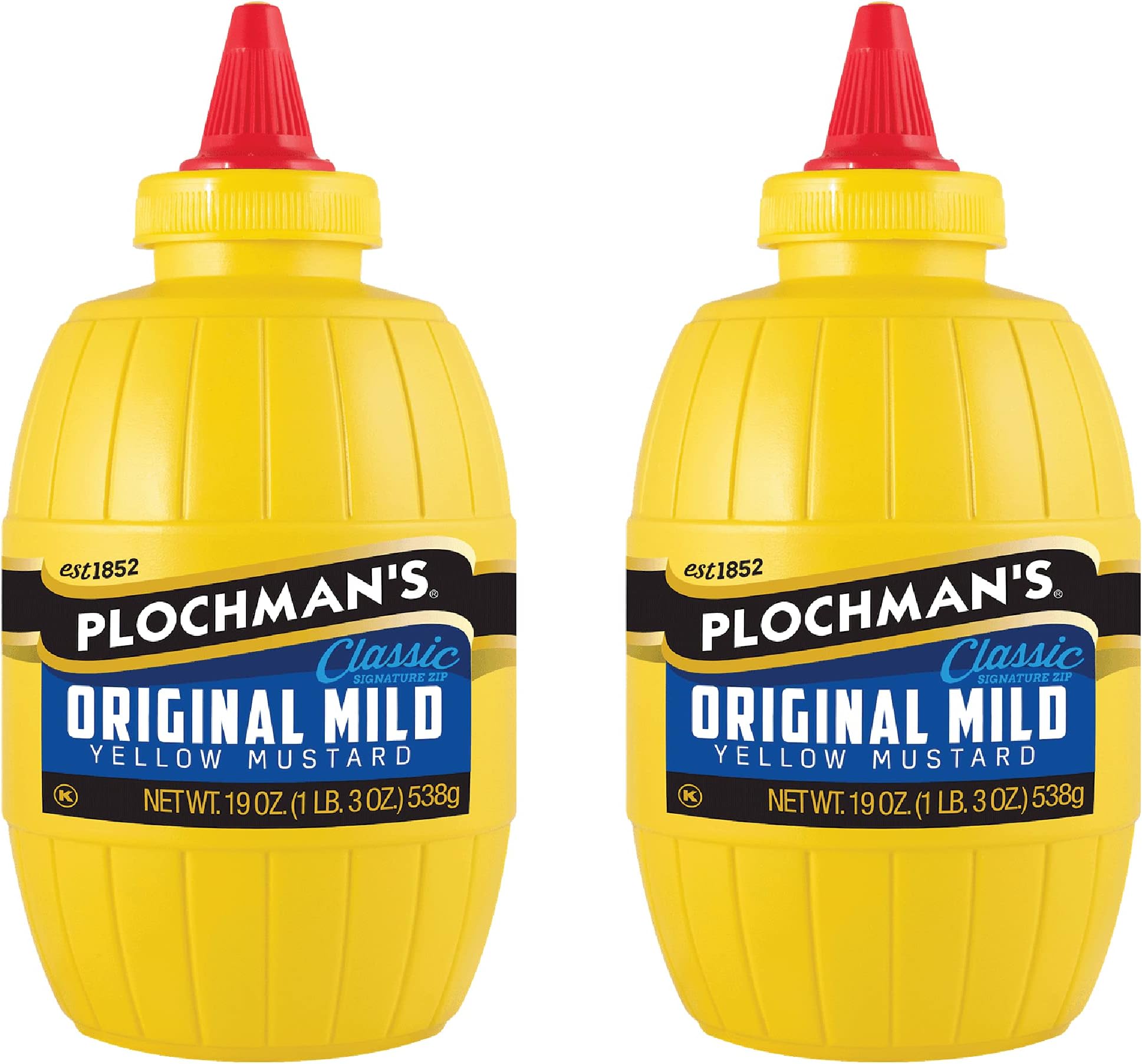Plochman's Original Mild Classic Yellow Mustard, Original,vinegar, 19 Ounce (Pack of 2)