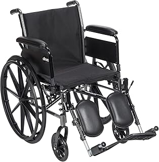 Drive Medical K318DFA-ELR Cruiser III Lightweight Folding Wheelchair with Flip Back Detachable Full Arms and Elevating Leg