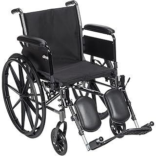 Drive Medical K318DFA-ELR Cruiser III Lightweight Folding Wheelchair with Flip Back Detachable Full Arms and Elevating Leg Rest (Black, 18 Inch, 39lbs)