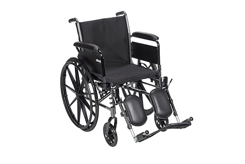 Drive Medical Cruiser III Lightweight Wheelchair, Full Arms, Black, 18"
