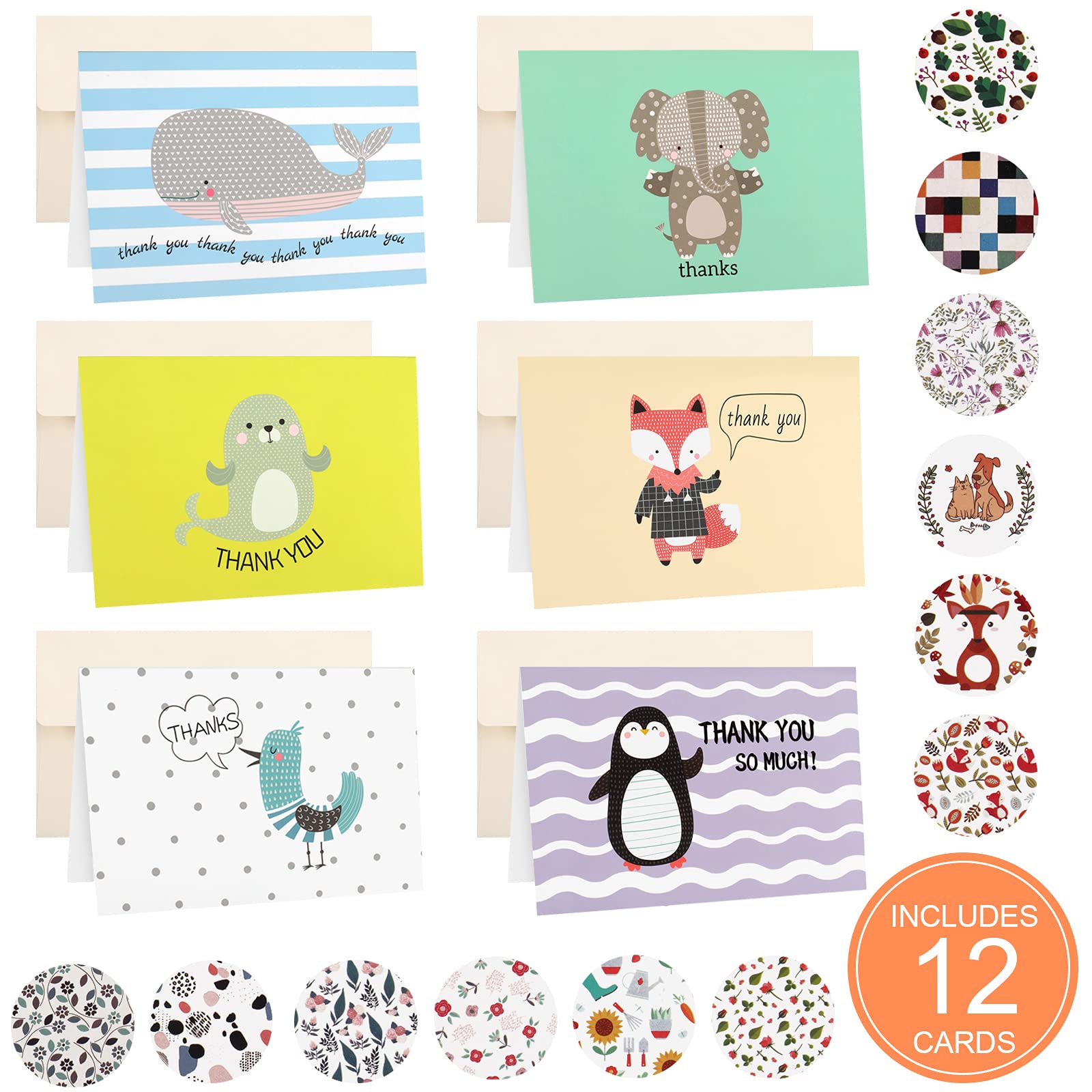 Buy yeestone Thank You Cards Kids, Small Thank You Cards, 12 PCS Thank