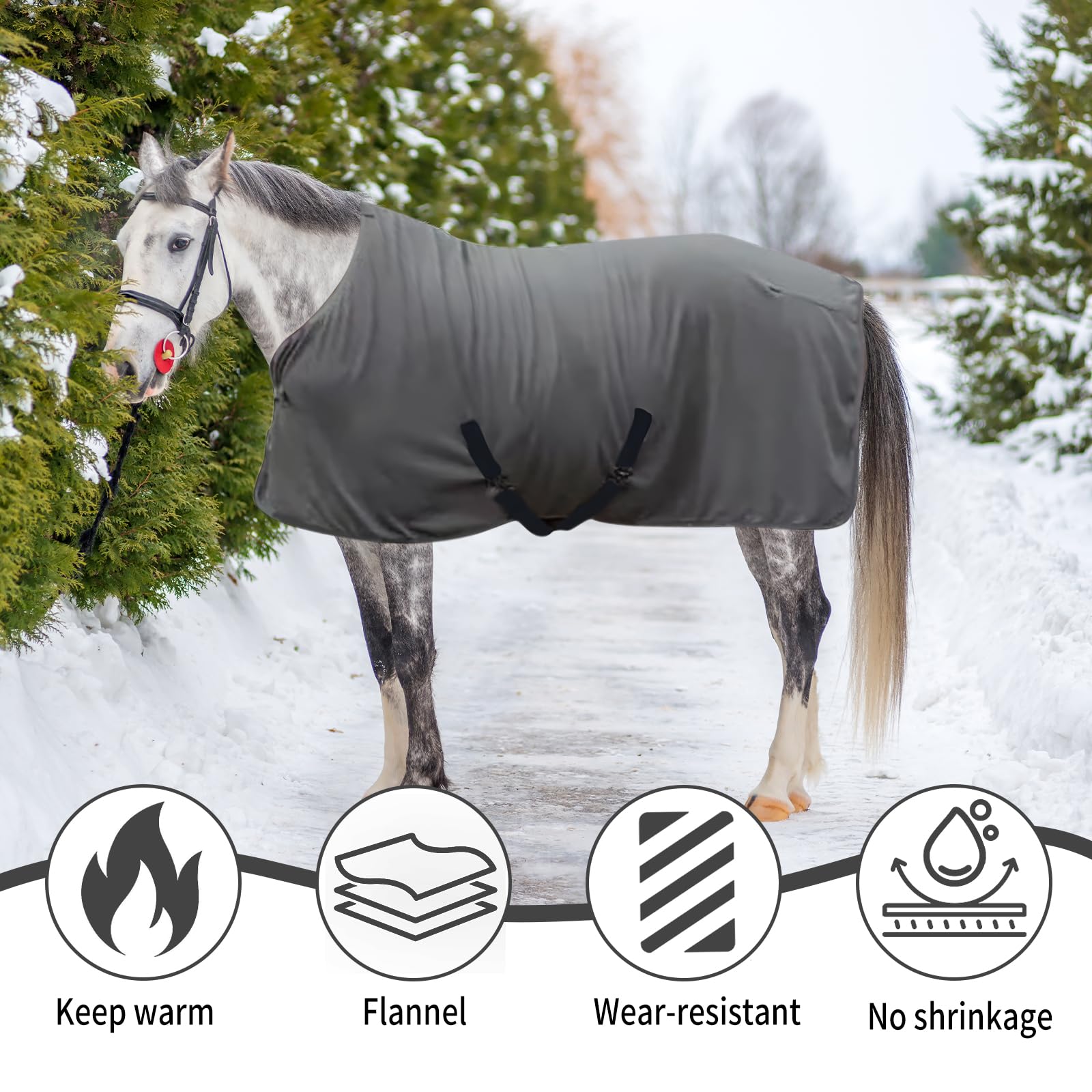 Coperta Invernale per Cavallo in Pile, Coperta Calda per Esterni, con Cingue Incrociate e Chiusura Pettorale Regolabili, Morbida e Traspirante, Protezione dal Freddo