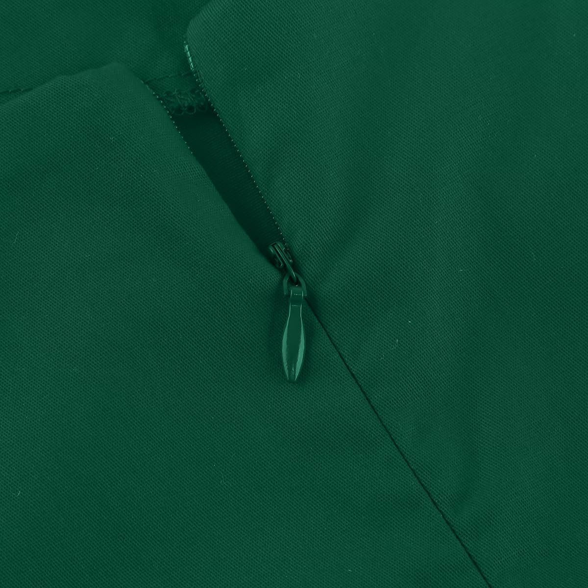 Cami Spaghetti Strap Dresses for Women Vintage 1950s Dress Retro Cocktail Party Swing Dresses Lace Pom Pom Vintage Sweetheart Dress Knee Length Audrey Hepburn Style Rockabilly Dresses Emerald Green XL - Image 5