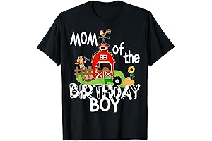 Mom of The Birthday Boy Barnyard Farm Animals Tractor Party T-Shirt