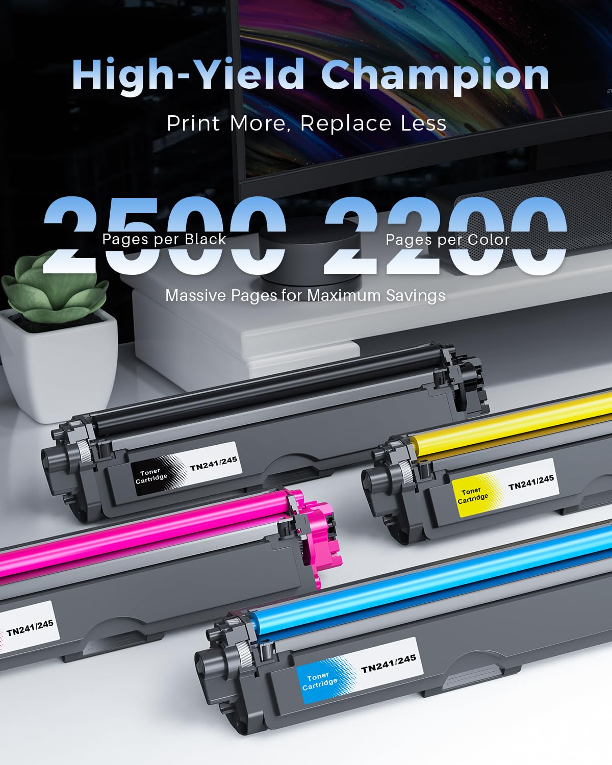 TN241 TN245 Cartouche de Toner Compatible pour Brother TN-241 TN-245 pour MFC-9330CDW DCP-9020CDW MFC-9340CDW HL-3140CW HL-3150CDW MFC-9140CDN HL-3170CDW (Noir Cyan Jaune Magenta, Pack de 4)