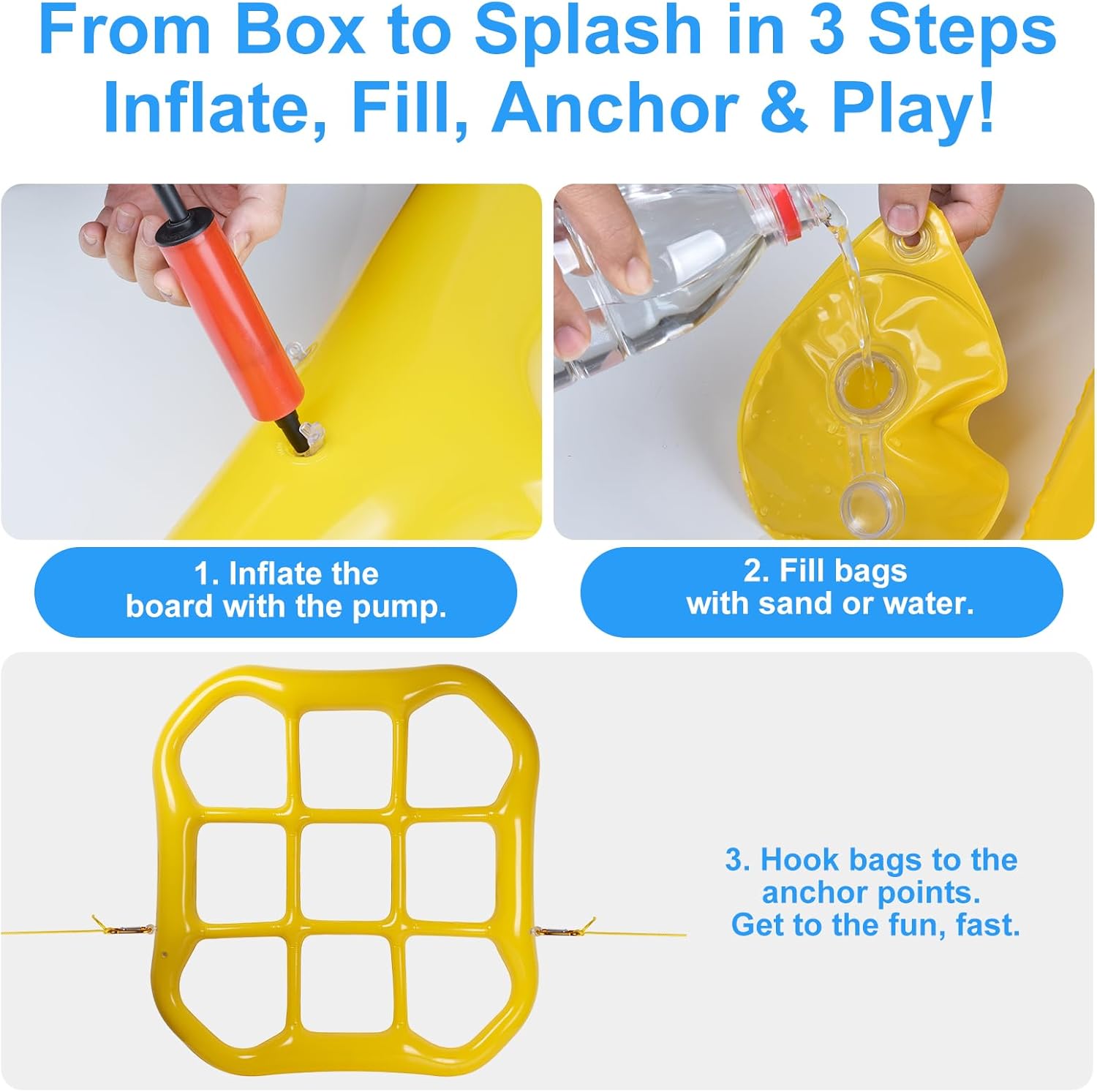 Giant Inflatable 9-Grid Pool Game Set with 10 Balls & Sandbag Anchors, Floating Board for Swimming Pool, Beach, Backyard Fun, Family Outdoor Water Toys