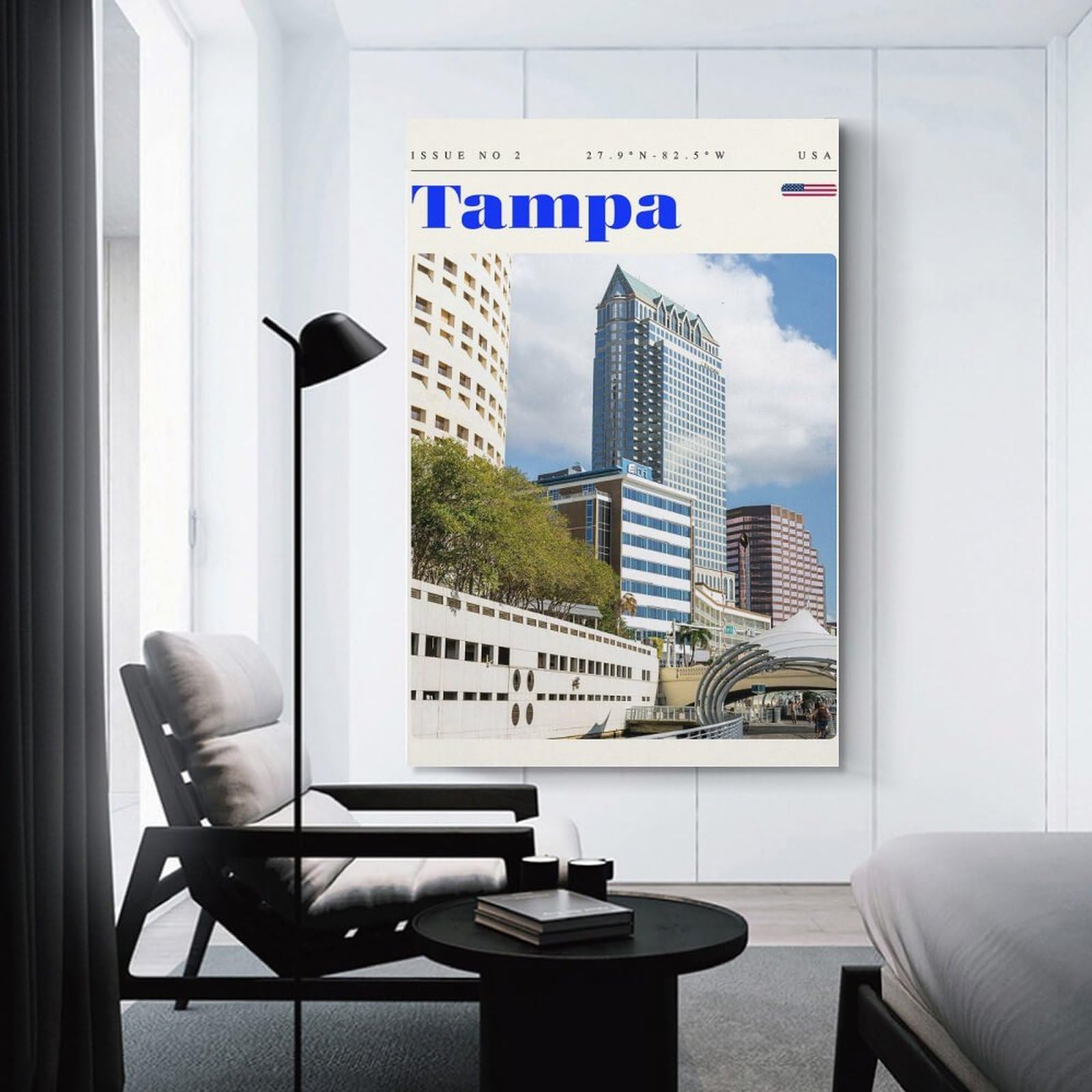 Junmoney Tampa Florida Travel Art Home Decor Wall Art, 24x36inch(60x90cm), for Home Walls, Creative Rooms Or Shared Spaces, An Adaptable Decor Piece for Home Use