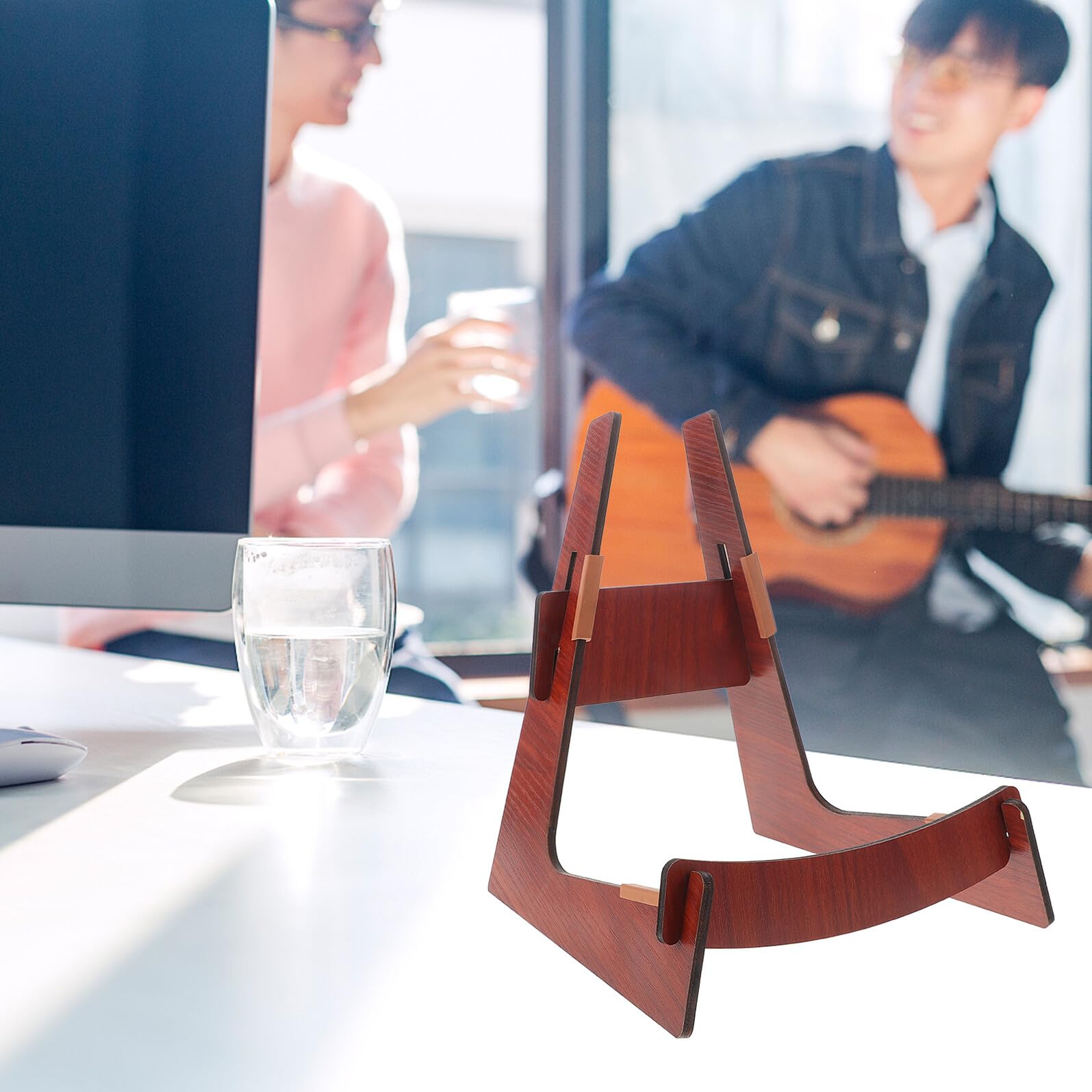 Cabilock Solider Holz Gitarrenständer Stabiler Ukulele Bodenständer Faltbarer Gitarrenhalter für Bass Violine und Andere Saiteninstrumente Platzsparend Abnehmbar für Zuhause und Studio