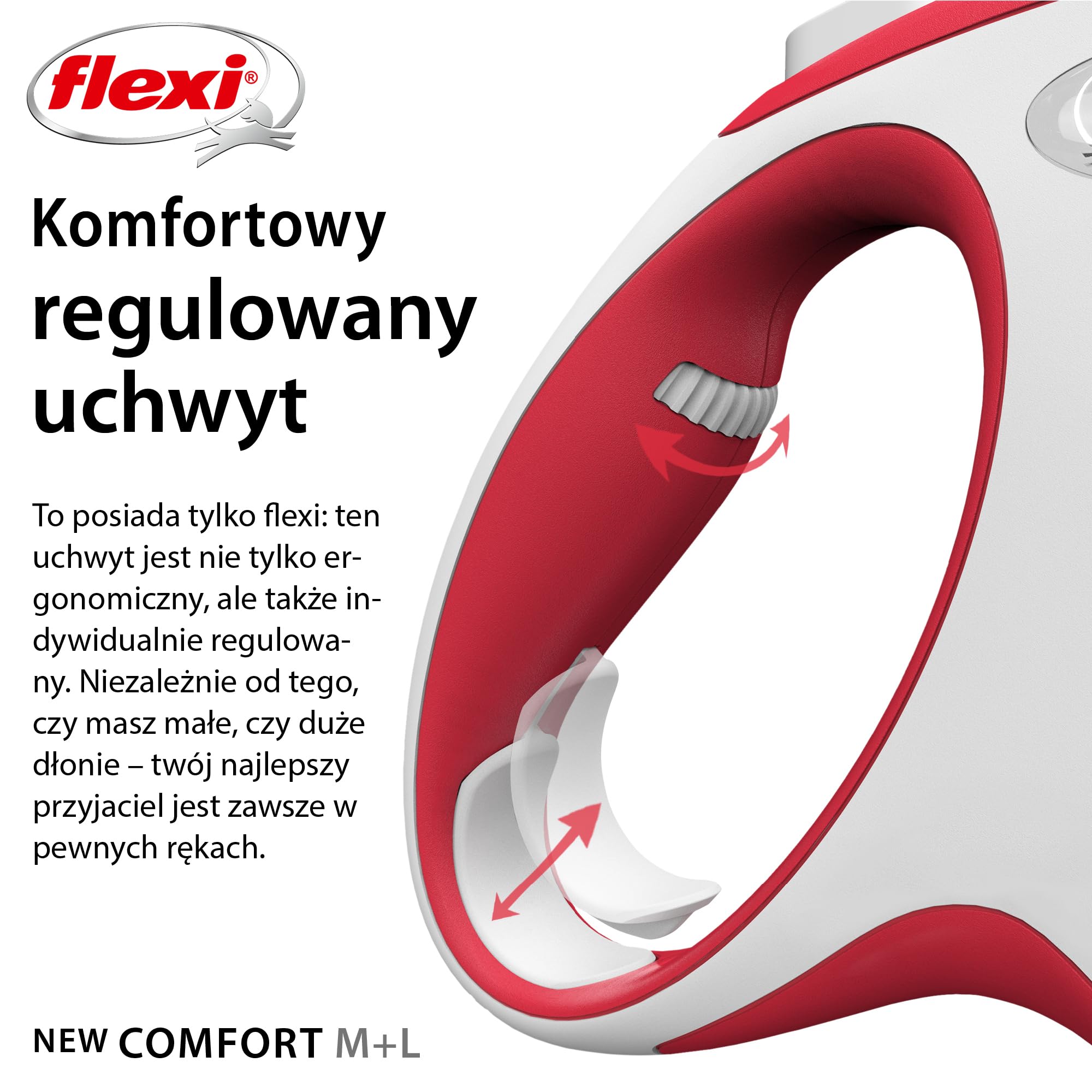 Flexi Nowa komfortowa taśma szara i czerwona średnia 5 m chowana smycz dla psa/smycz dla psów do 25 kg