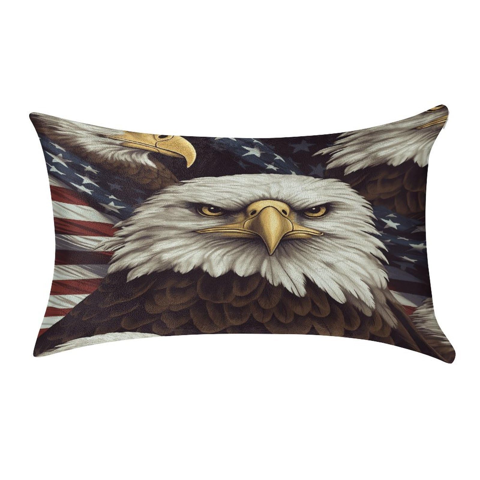 VstaDank Bald Eagle Throw Pillow Cover 12"×20" Ultra Soft Pillowcase Cozy Lumbar Pillow Shell Gold Velvet Exquisite Decorative Cushion Sham Protector for Couch Sofa Bedroom