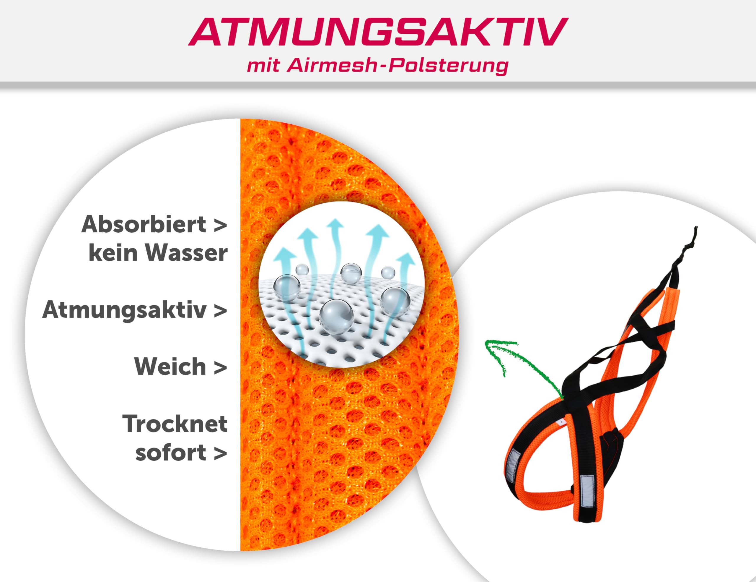 Mini X Back Zuggeschirr für kleine Hunde Hundesport Canicross Dogscooter Bikejöring Schlitten leicht Schwarz Neonorange