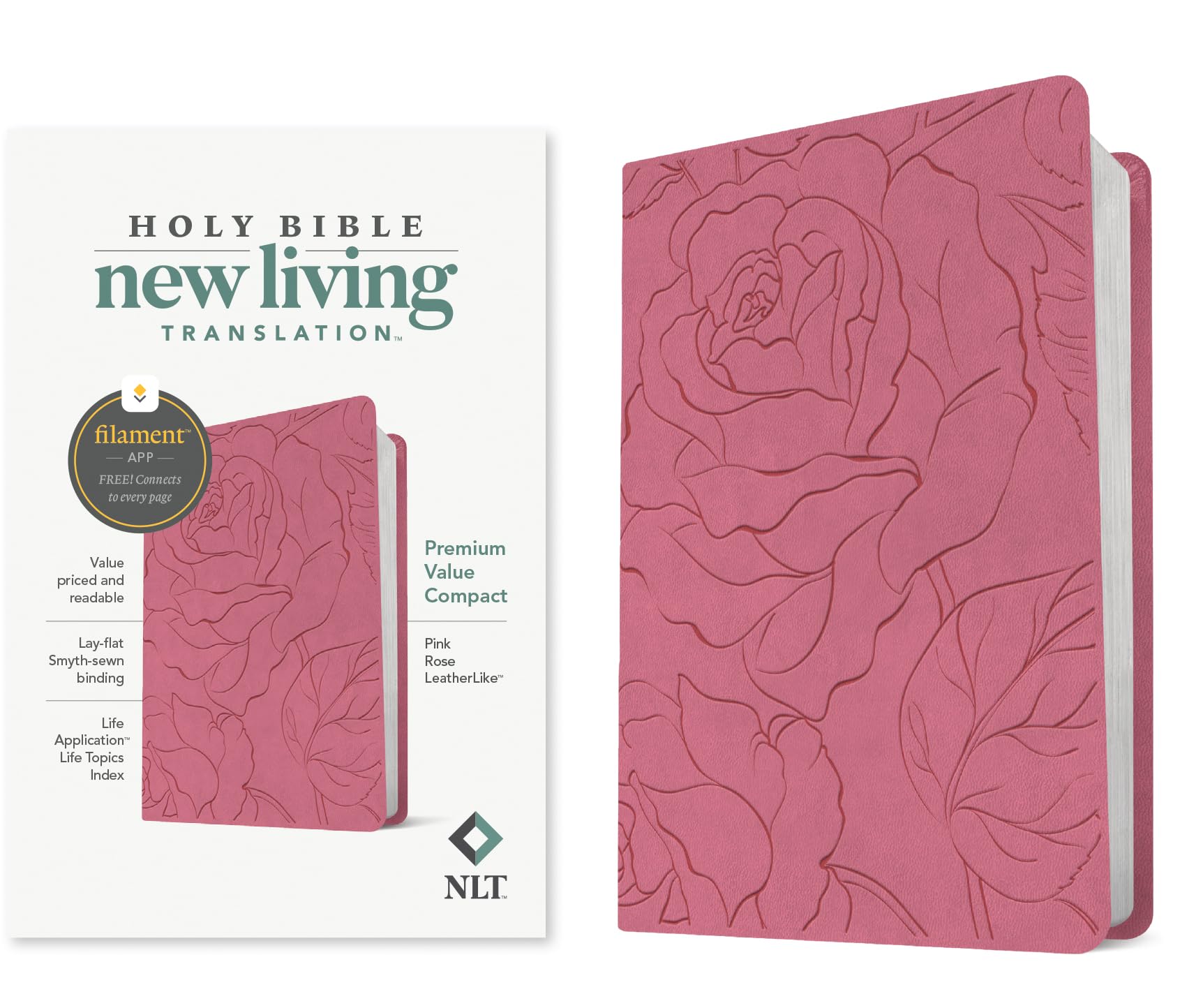 NLT Premium Value Compact Bible, Filament Edition, Pink