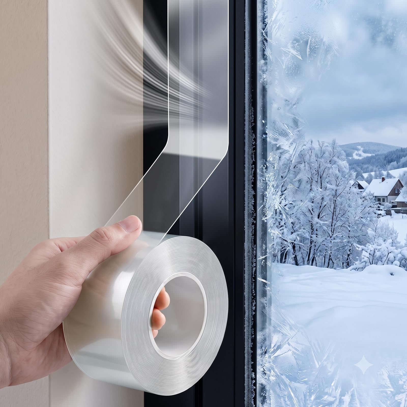NUTKIT 50mm*10m Window Weather Sealing Tape, 0.3mm Clear Waterproof Tape