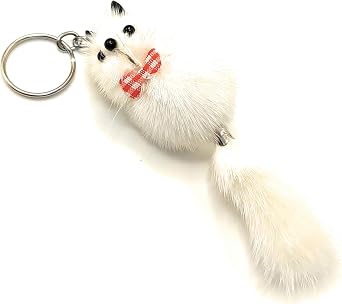 Elegant Genuine Mink Fur Fox-Shaped Keychain - Available in Sophisticated Gray and Classic Black
