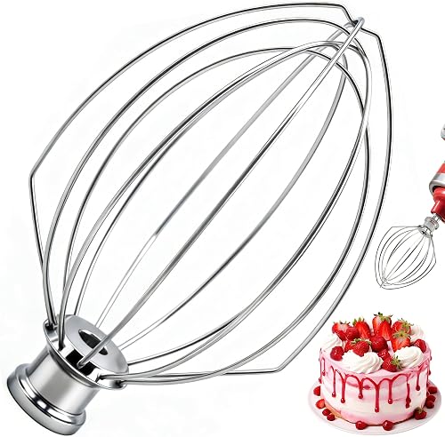 Whole Stainless Steel Wire Whip for KitchenAid 5 Qt Bowl-Lift Mixers 6-Wire Stainless Steel Whisk Replacement AccessoryHeavy-Duty,for Egg,Cream & Frosting Mixing for Kitchen Aid Accessories | Whole Stainless Steel