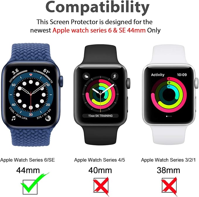 Focusor Pellicola Protettiva Apple Watch Serie 44mm,[6 Pezzi] [Senza Bolle]  [Anti-Graffio] [Alta Definizione] Protezione Schermo Vetro Temperato iWatch  Series 44 mm,Trasparente e Flessibile : Amazon.it: Elettronica