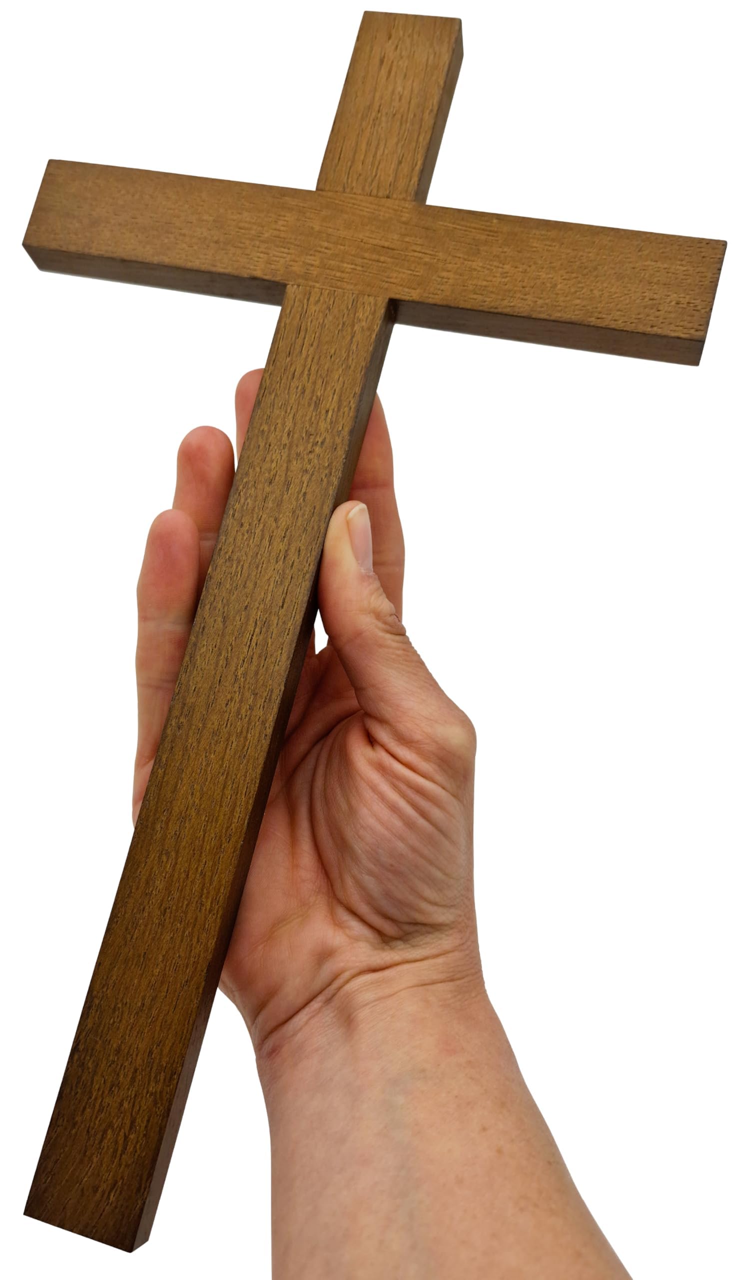 Lunexus Croix murale en bois de hêtre - 30 cm - Béni - Fabriquée à la main - Croix murale en bois à suspendre - Décoration pour autel de maison - Cadeau de communion, baptême, confirmation religieuse