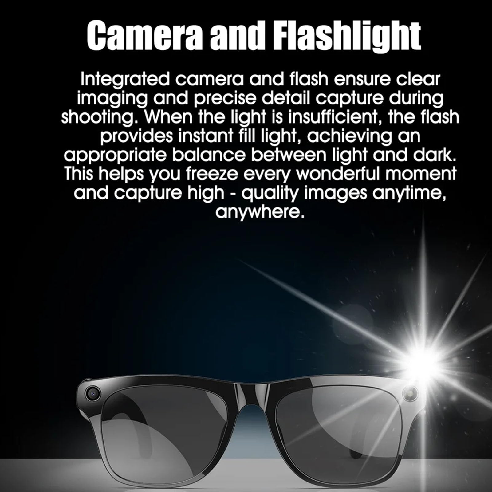 Denash Gafas Inteligentes de IA con Cámara 4K, Bluetooth 5.4, Traducción en Tiempo Real, Altavoces Duales para Viajes, Negocios y Música (Black)
