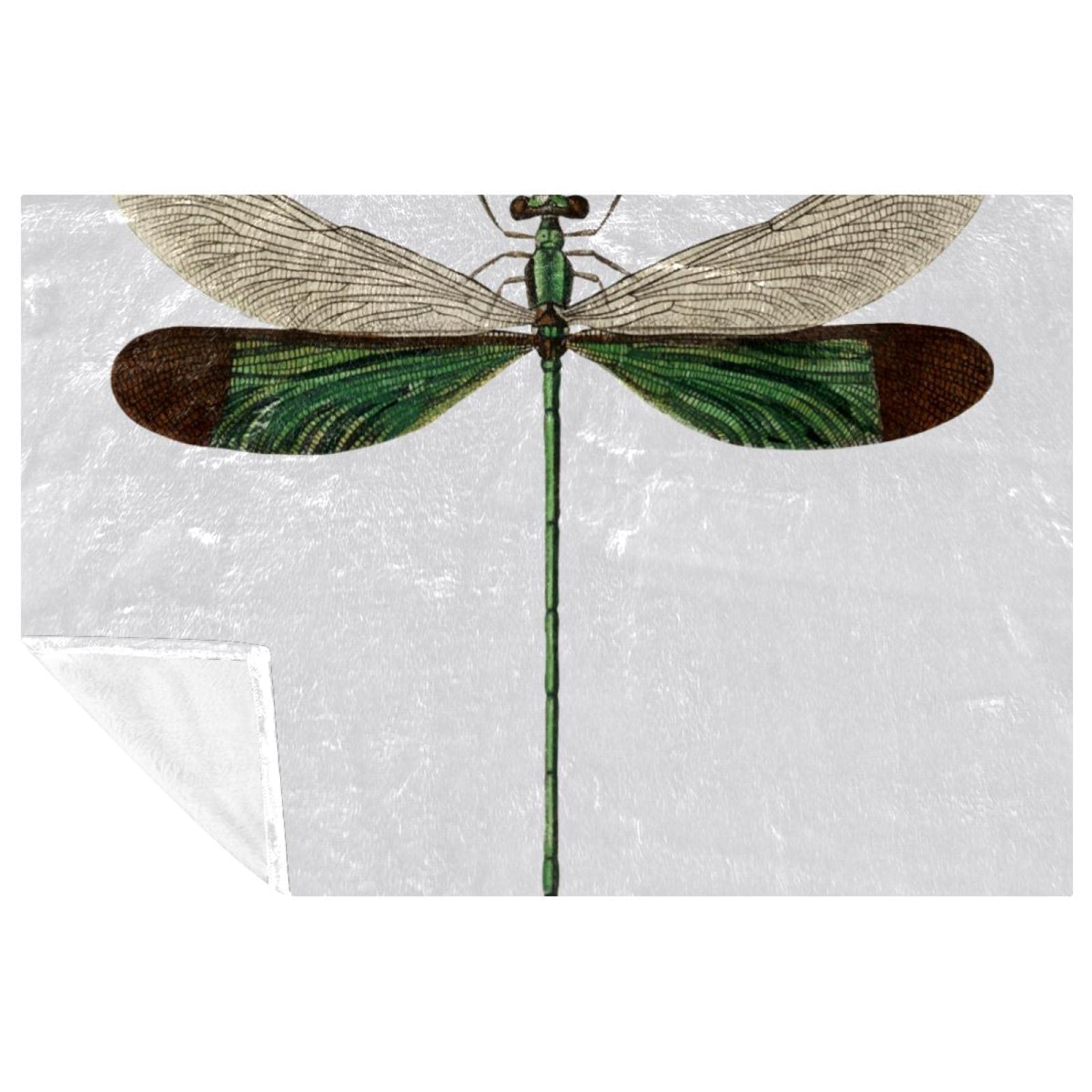 Couverture libellule 150x100 cm douce pour lit et canapé