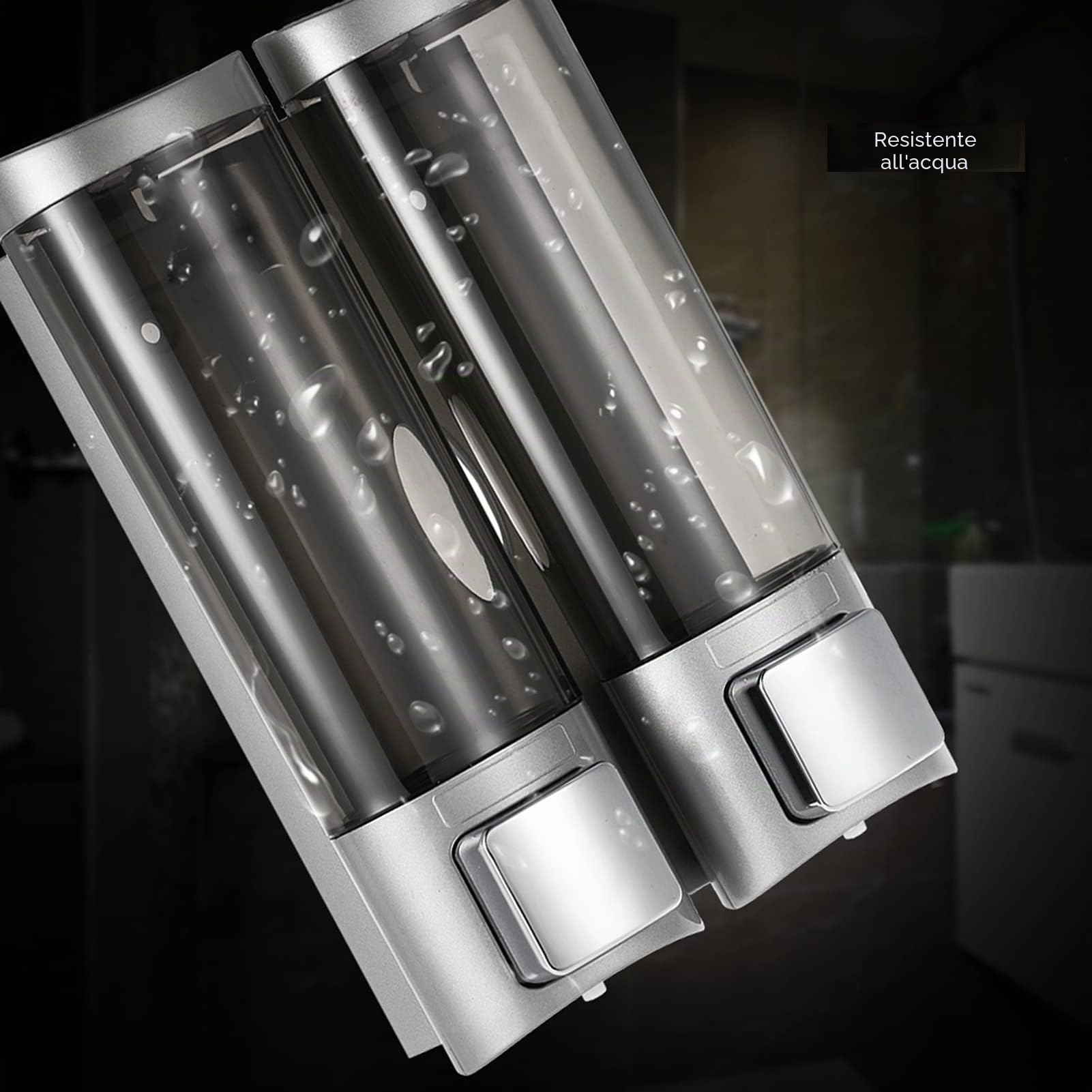 Decdeal 200mlx2 Dispenser di sapone manuale,Montaggio a parete Shampoo liquido doppio Dispenser doccia Detergente per mani Dispenser per lozione da bagno per bagno Hotel bagno