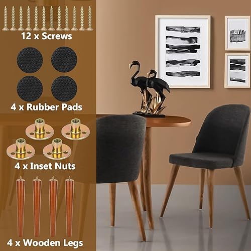 Miniatura 3 de Juego de 4 patas de madera de 16 pulgadas, patas de madera para muebles, patas redondas modernas de repuesto para mesa auxiliar, mesa auxiliar,