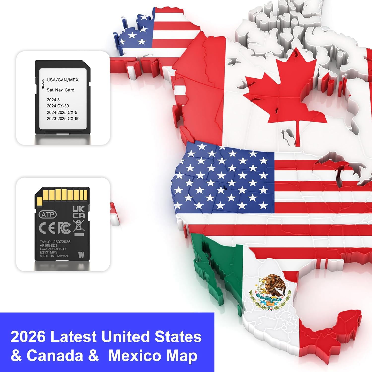 2026 Latest Navigation SD Card for Mazda CX-5 - KMV666EZ1C, GPS Maps Navigation SD Card Compatible with Mazda CX5 2024-2025, CX30 2024, CX90 2023-2025, Mazda CX5 SD Cards Updated Maps for USA/CAN/MEX