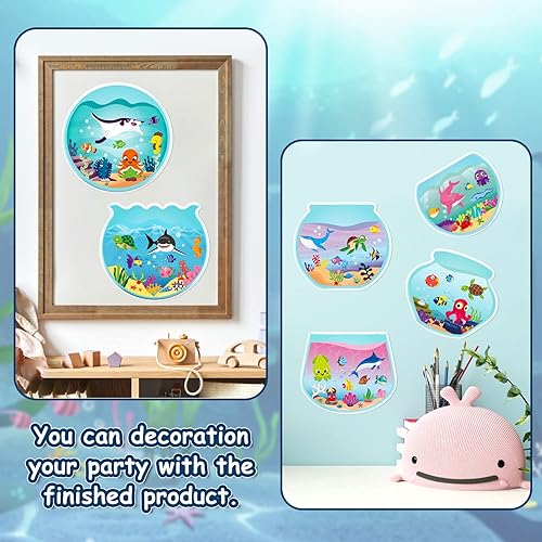 Miniatura 6 de CY2SIDE 12 calcomanías de animales marinos de verano, haz una escena de calcomanías de mar con tiburones y peces tropicales, haz tu propia artesanía