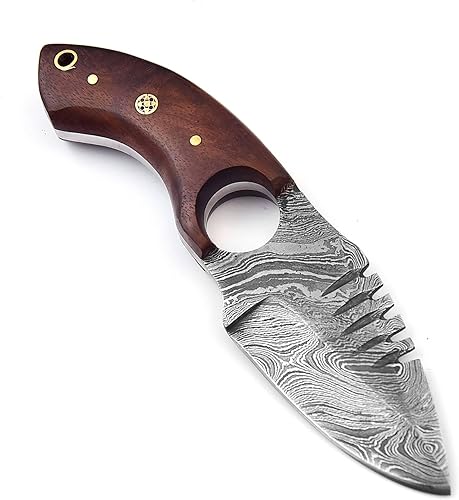 Miniatura 10 de Bonito cuchillo de acero Damasco hecho a mano, cuchillo de supervivencia para acampar y senderismo con hermosa funda de cuero. OB-1008 (negro)