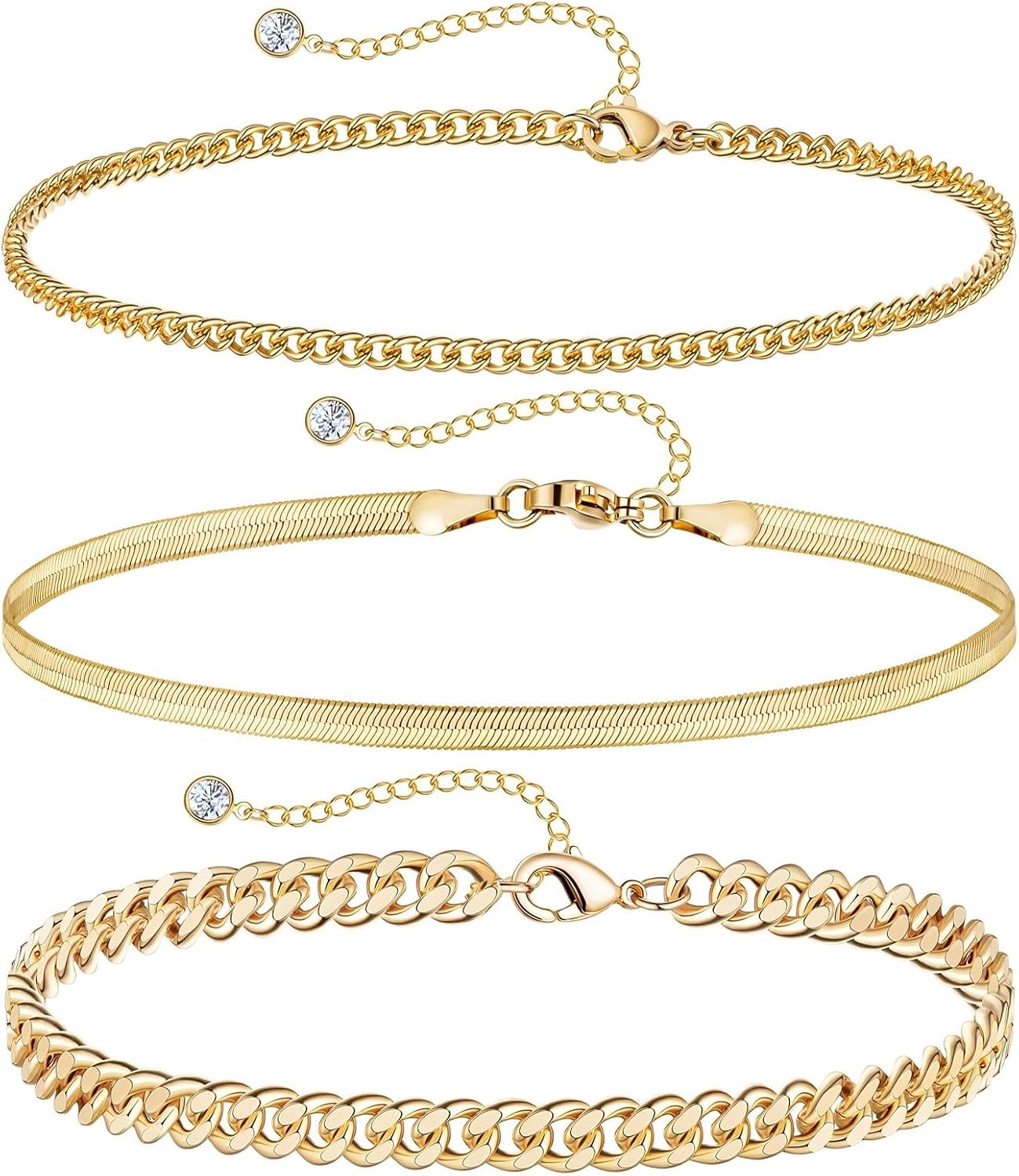 Ankle Bracelets for Women Waterproof 14K Gold/Silver Plated Chain Anklets