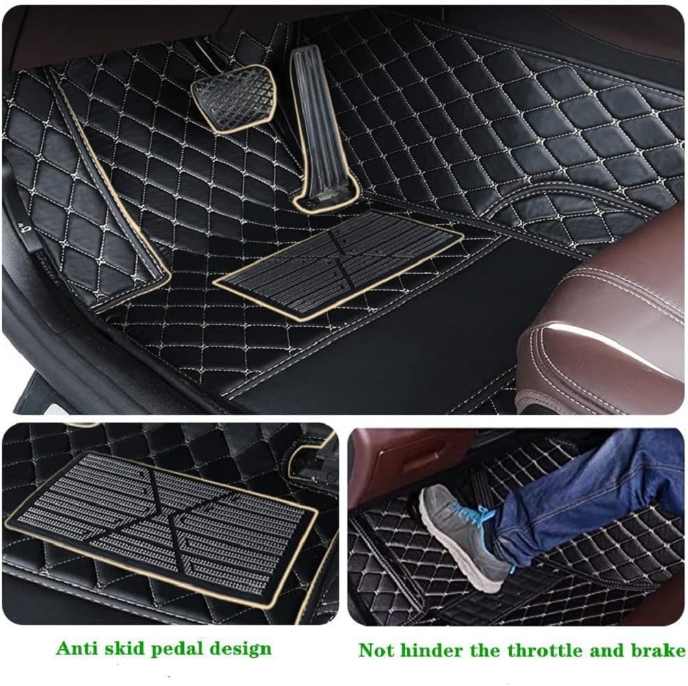 Custom Car Floor Mats Compatible with Audi A1,A3,A4,A5,A6,A7,A8,TT,TTS,Q2,Q3,Q4,Q5,Q6,Q7,Q8,e-tron,e-tron GT,Q4 e-tron,R8,S4,S5,S6,S7,S8,SQ5,SQ6,SQ7,SQ8,RS3,RS4,RS5,RS6,RS7 (Black Beige Strip Shape)