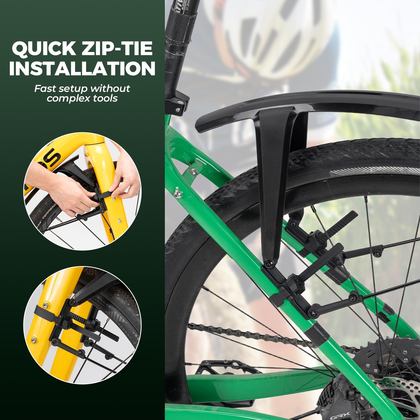 ROCKBROS Set de Garde-Boues Vélo, Protection Prolongée Ajustable, PP Robuste, Multi-Angle, Montage Rapide pour Vélo Route 700C, Gravel, Trekking et VTT 26–27,5 Pouces