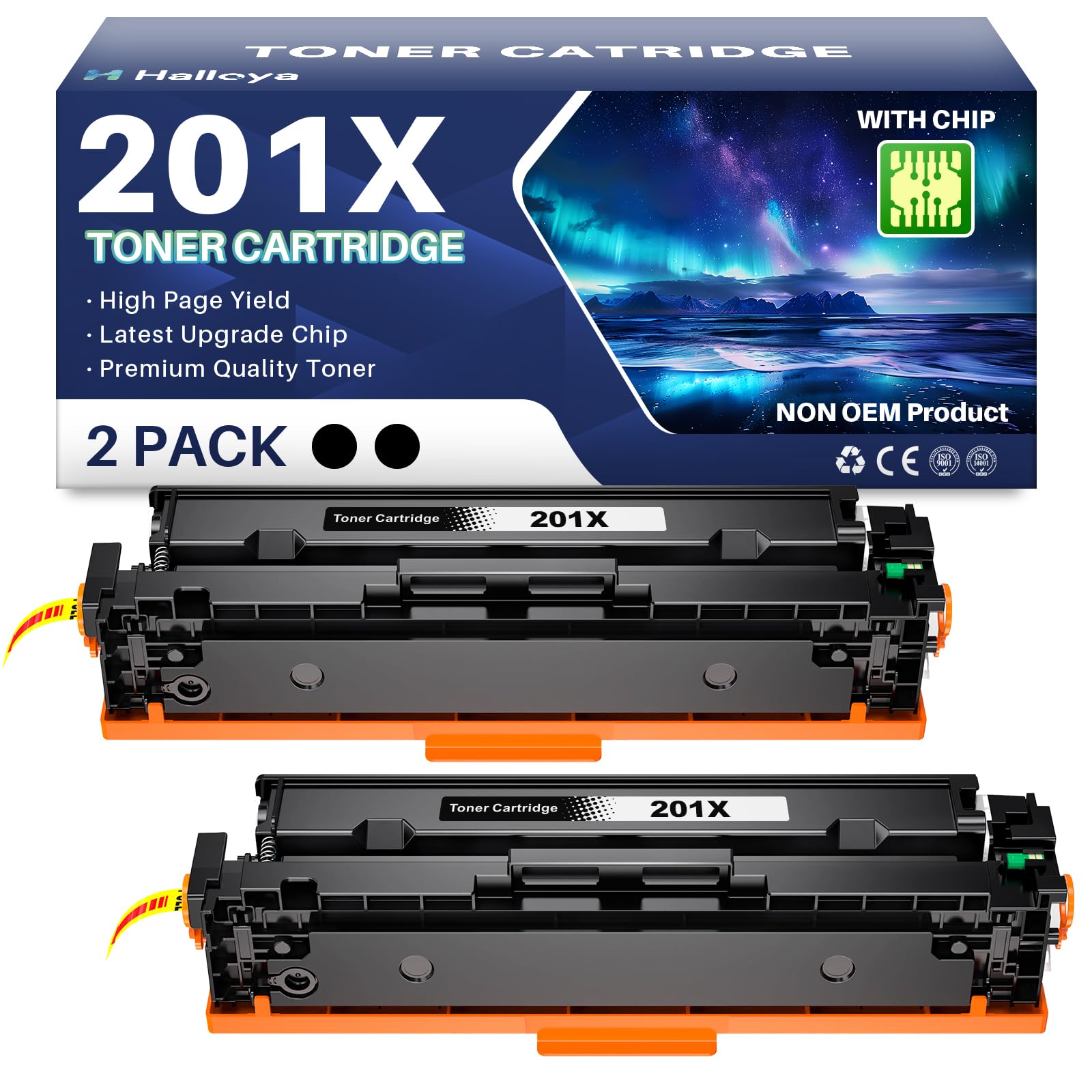 201X Toner Cartridge Replacement Compatible for HP 201X CF400X 201A CF400A Works with Color LaserJet Pro MFP M277dw M277c6 M252dw M252n M252 M277