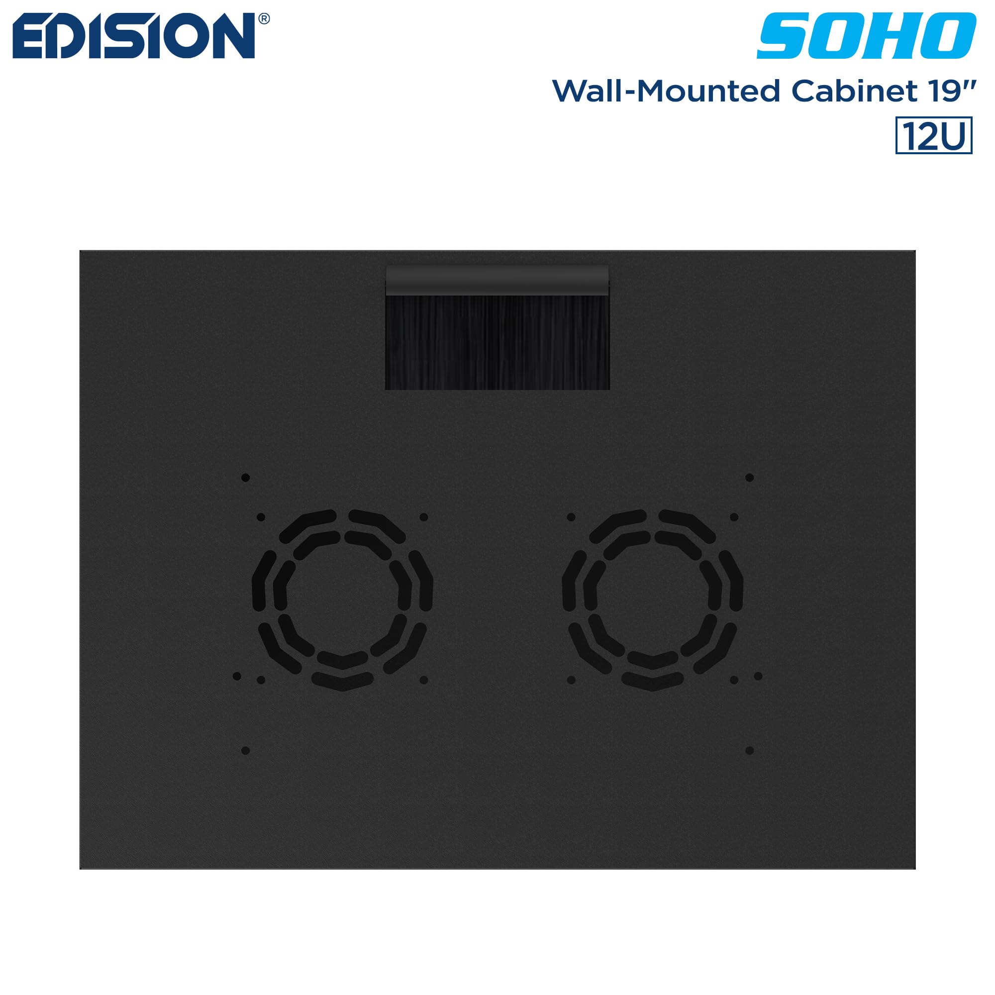 EDISION SOHO 12U Armadio Rack 19" 12U 540x400mm, Montaggio a parete, Carico Massimo 60kg, Non montato, Porta in Vetro, RAL 9005 Nero