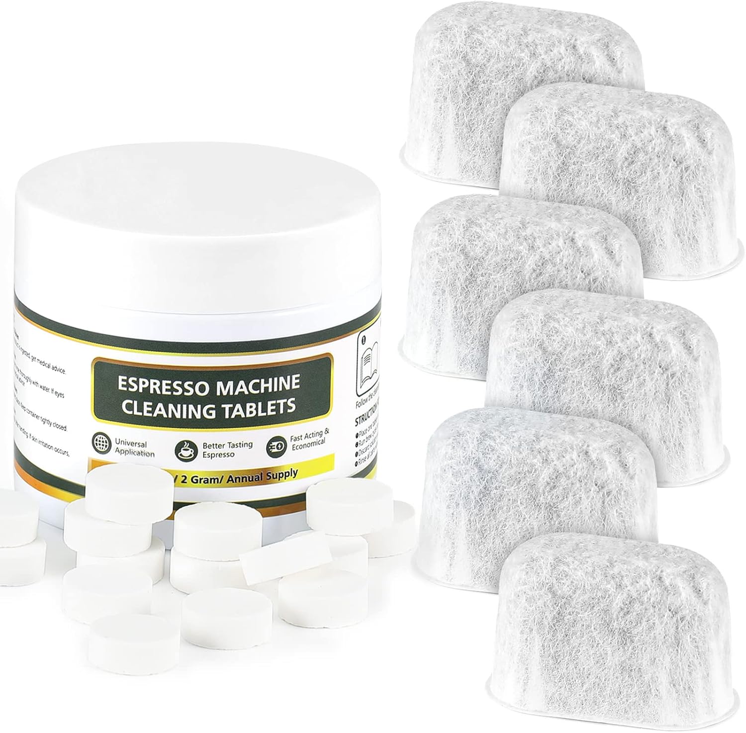 6 Pack Espresso Machine Water Filter and 40 Pack Espresso