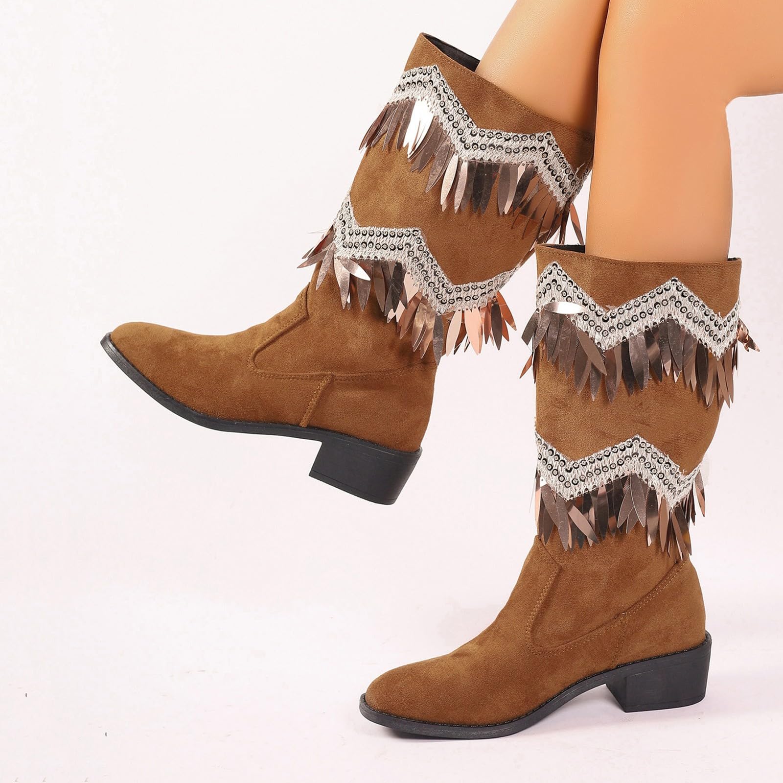 Cocila Botas De Ante para Mujer, Estilo Casual, con Borlas Y Caña. Disponibles En Tallas Grandes. Mujer Invierno Pelo Tacon Botines Negros Fino Planos Casual Barefoot Australianas Bota Media