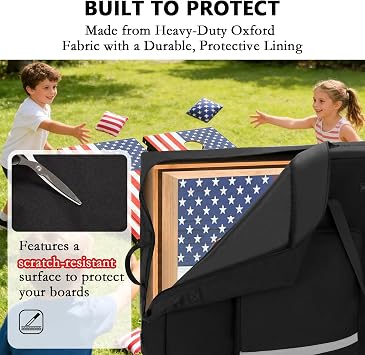 Cornhole Carrying Case Fits 4' x 2' Boards, Heavy-Duty Cornhole Boards Bag