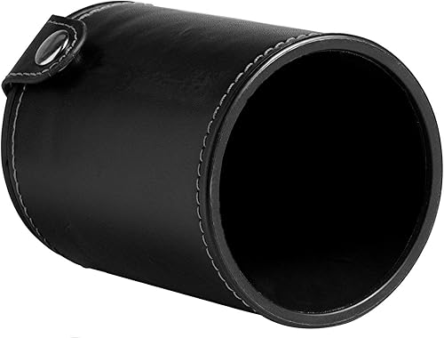 Miniatura 5 de Juego de dados de póquer de 0.630 in y taza de dados de cuero sintético negro con forro de terciopelo negro con compartimento de almacenamiento