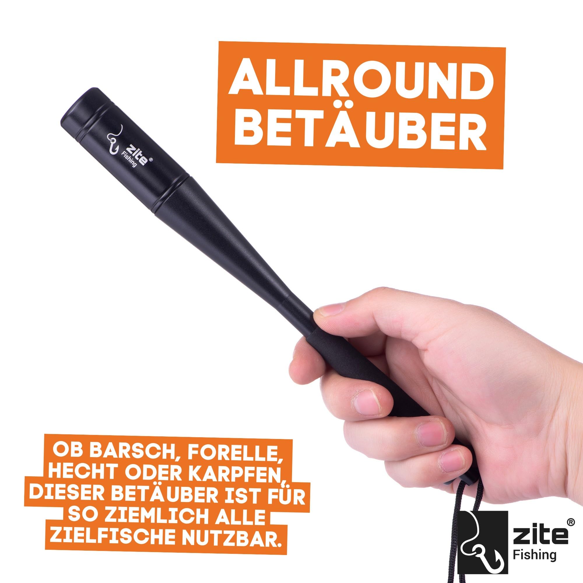 zite Fishing Robusto Uccisore di Pesci in Alluminio 25 cm - Manico Antiscivolo - Pratico con Moschettone Magnetico