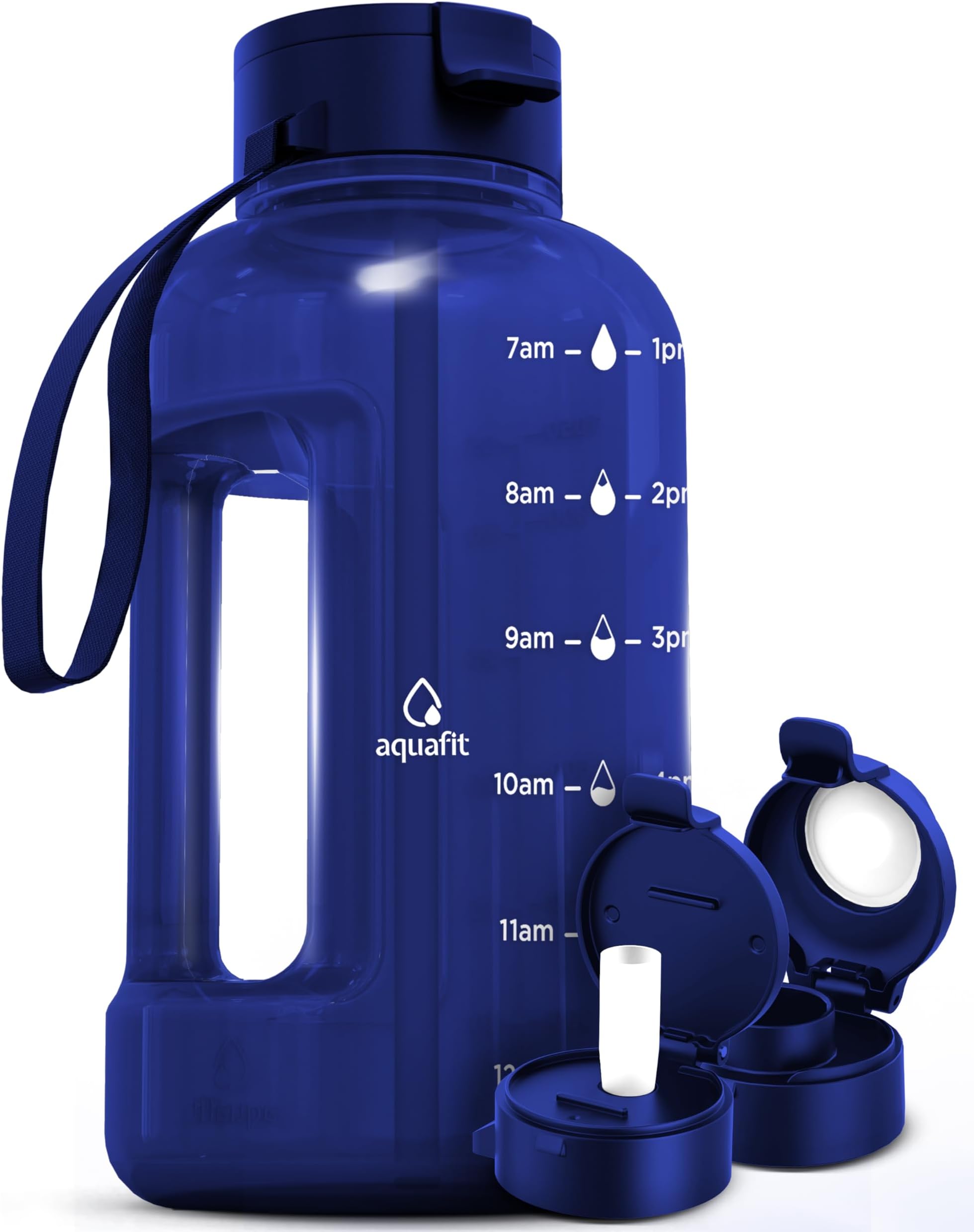 Amazon.com: AQUAFIT 64 oz Water Bottle with Time Marker PLUS Carrying ...