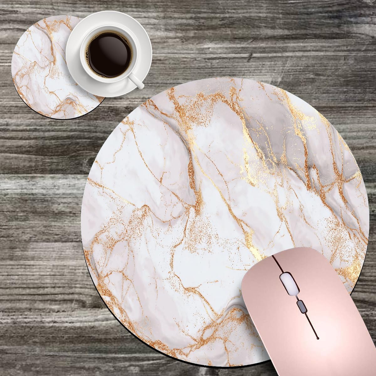 Mouse Rug Coasters Amazon.com: Round Mouse Pad and Coasters Set,Rose Gold Marble Non-Slip ...