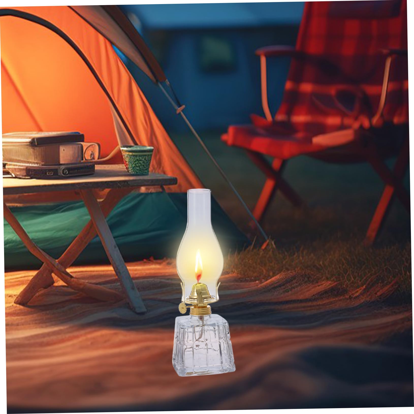 Lampe à Huile Vintage en Verre et Fer 350 ML pour Intérieur et Extérieur